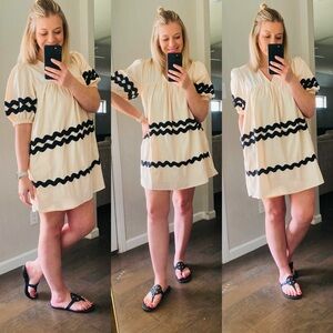 Entro Cream/Black RicRac Dress